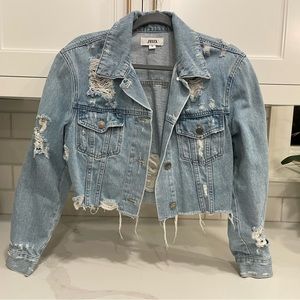 JBD destroyed denim cropped jacket - size small